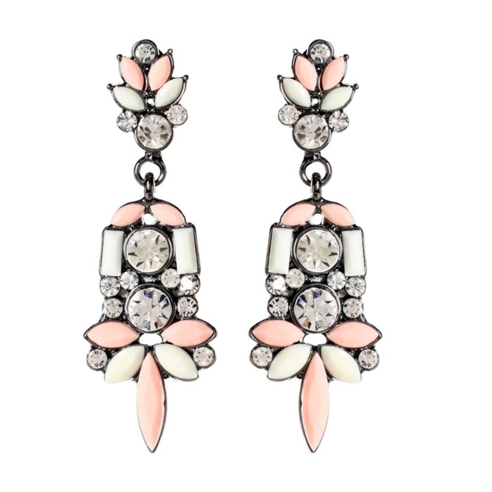 Peach/Ivory Resin Gunmetal earrings